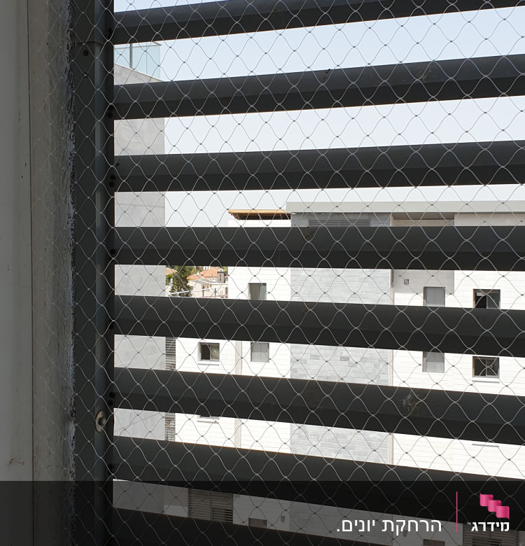 רשת מתכת על חלון למניעת כניסת יונים